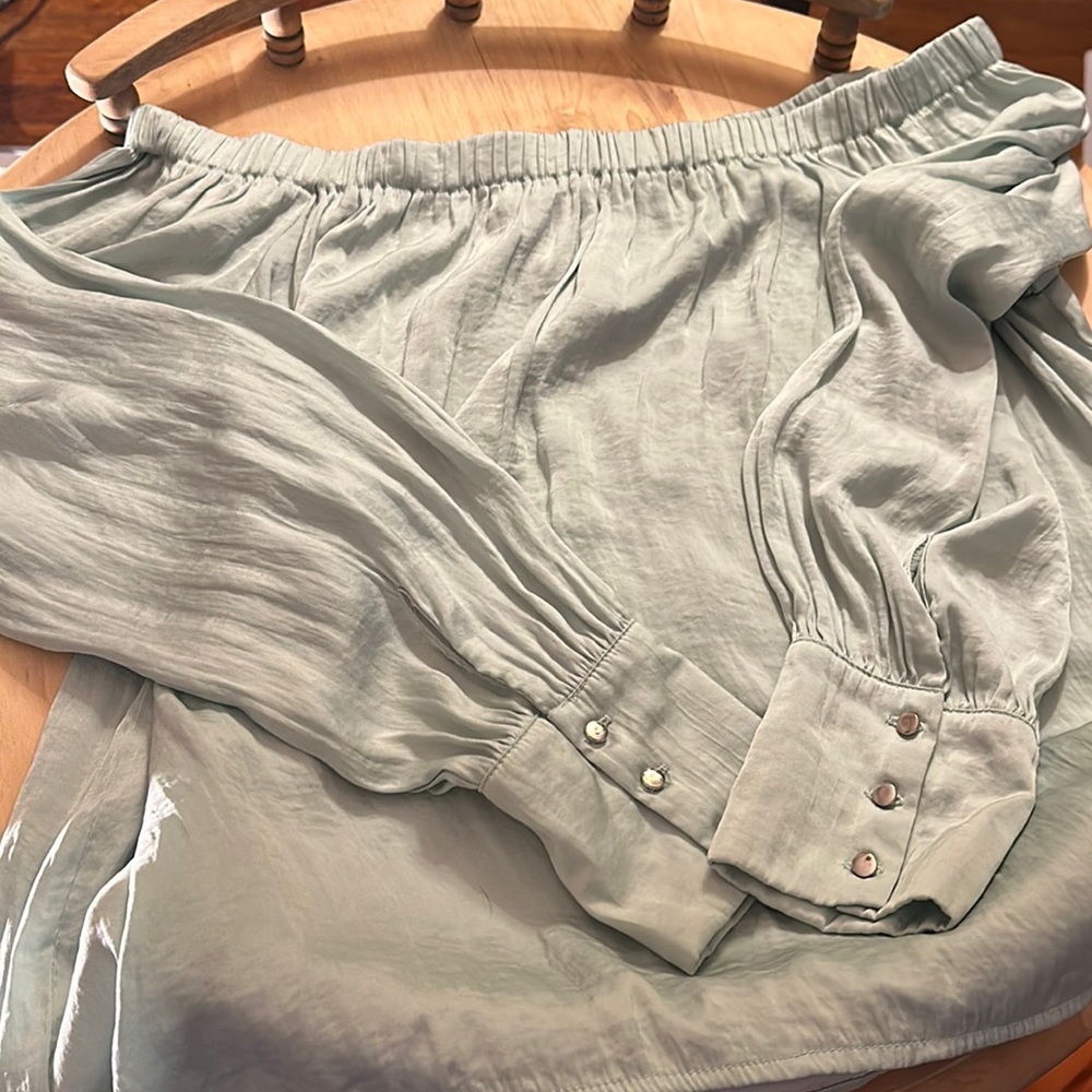 Forever 21, elastic off of the shoulder silk blouse